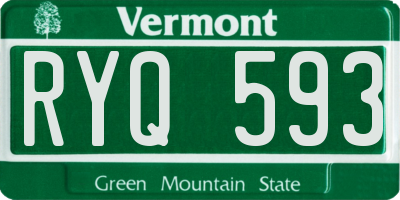 VT license plate RYQ593