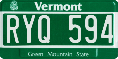 VT license plate RYQ594
