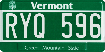 VT license plate RYQ596