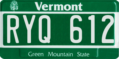 VT license plate RYQ612