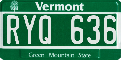 VT license plate RYQ636