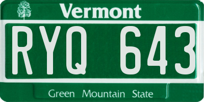 VT license plate RYQ643