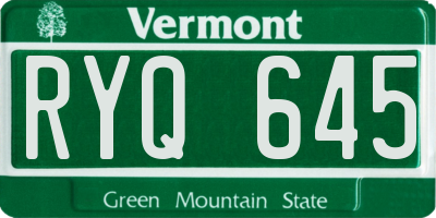 VT license plate RYQ645