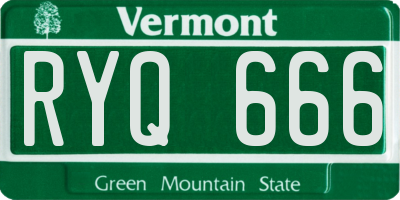 VT license plate RYQ666