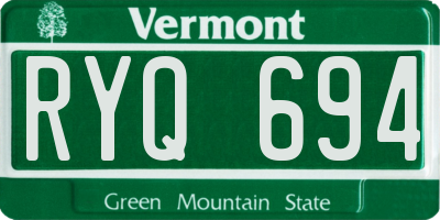 VT license plate RYQ694
