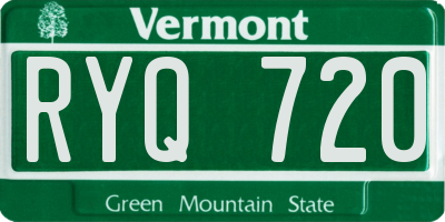VT license plate RYQ720