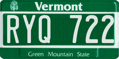 VT license plate RYQ722