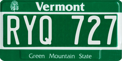 VT license plate RYQ727