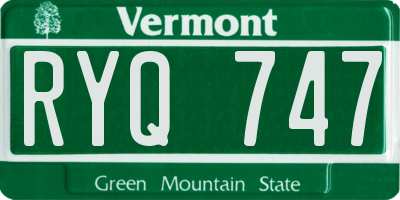 VT license plate RYQ747