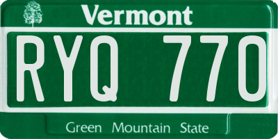 VT license plate RYQ770