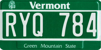 VT license plate RYQ784