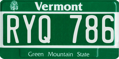 VT license plate RYQ786