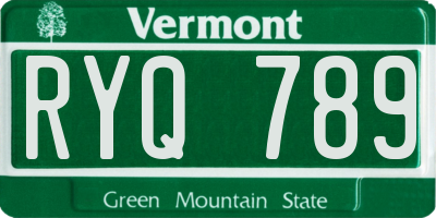 VT license plate RYQ789