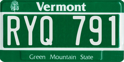 VT license plate RYQ791