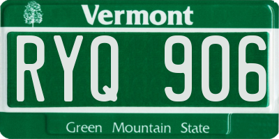 VT license plate RYQ906