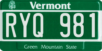 VT license plate RYQ981
