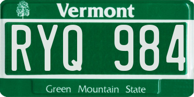 VT license plate RYQ984