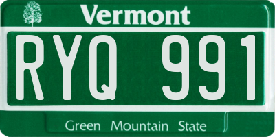 VT license plate RYQ991