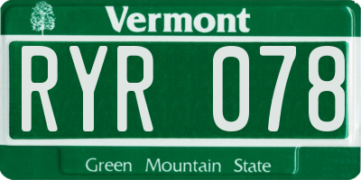 VT license plate RYR078