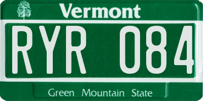 VT license plate RYR084