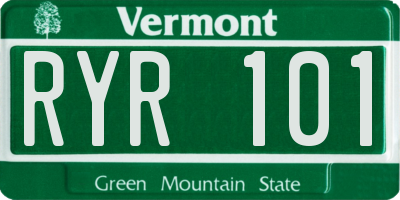 VT license plate RYR101
