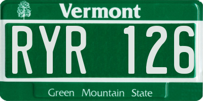 VT license plate RYR126