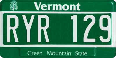 VT license plate RYR129