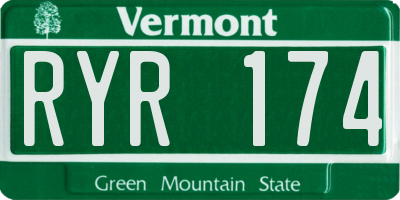 VT license plate RYR174