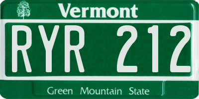 VT license plate RYR212