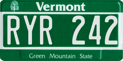 VT license plate RYR242