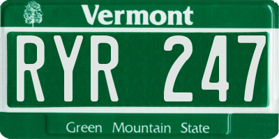 VT license plate RYR247