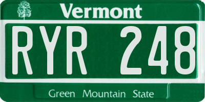 VT license plate RYR248