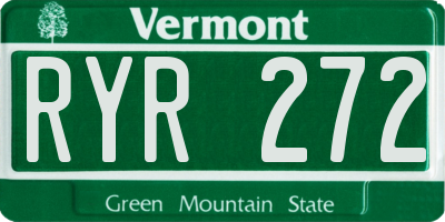VT license plate RYR272