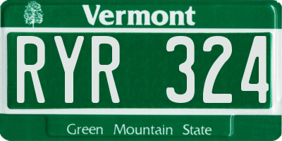 VT license plate RYR324