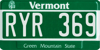 VT license plate RYR369