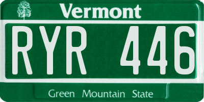 VT license plate RYR446