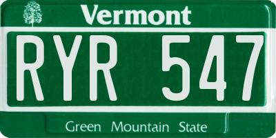 VT license plate RYR547