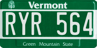 VT license plate RYR564
