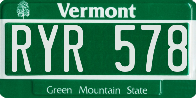 VT license plate RYR578