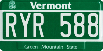 VT license plate RYR588