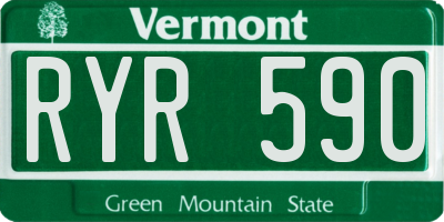 VT license plate RYR590