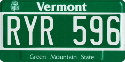 VT license plate RYR596