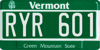 VT license plate RYR601