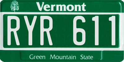 VT license plate RYR611