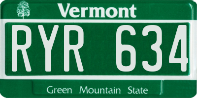VT license plate RYR634