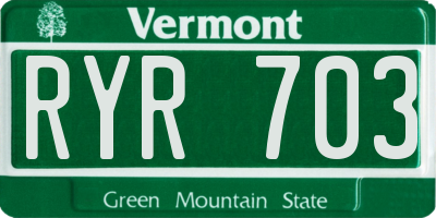 VT license plate RYR703