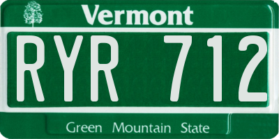 VT license plate RYR712