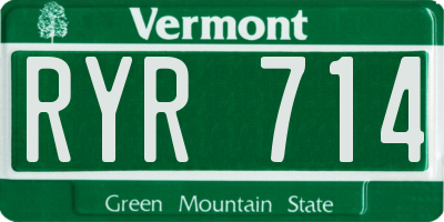VT license plate RYR714