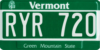 VT license plate RYR720