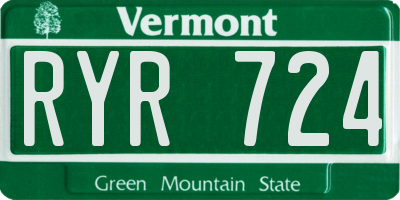VT license plate RYR724